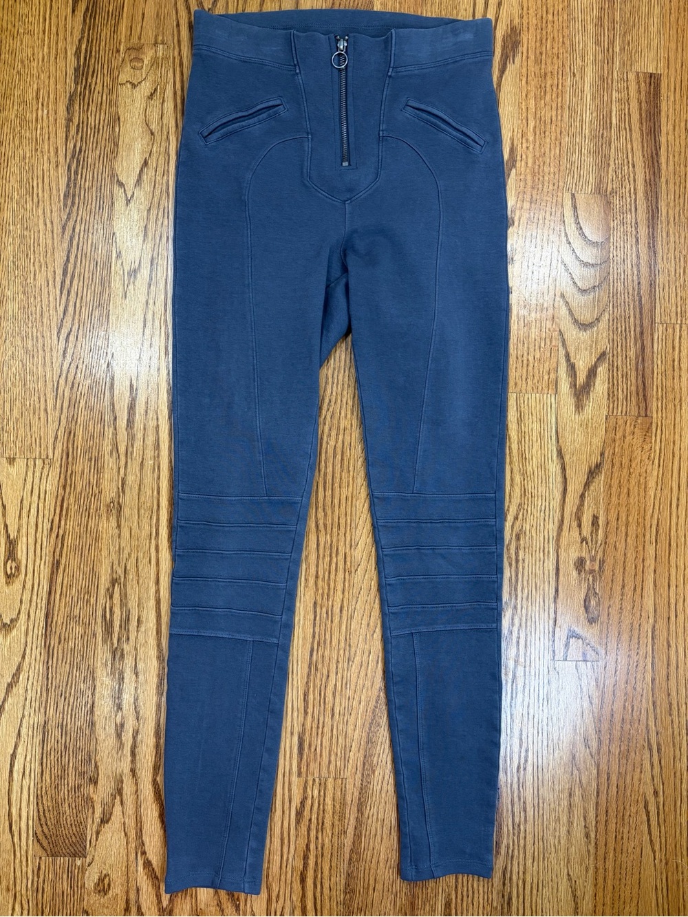 Express Grey Moto Zip Front Pull-on Pants with Pockets (S)